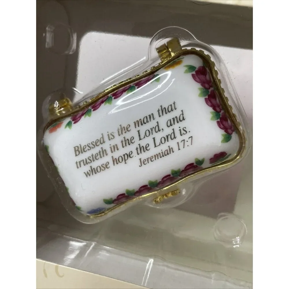 NIB Classic Treasures Porcelain Collectible Trinket Box‎ Jeremiah 17:7 Religious